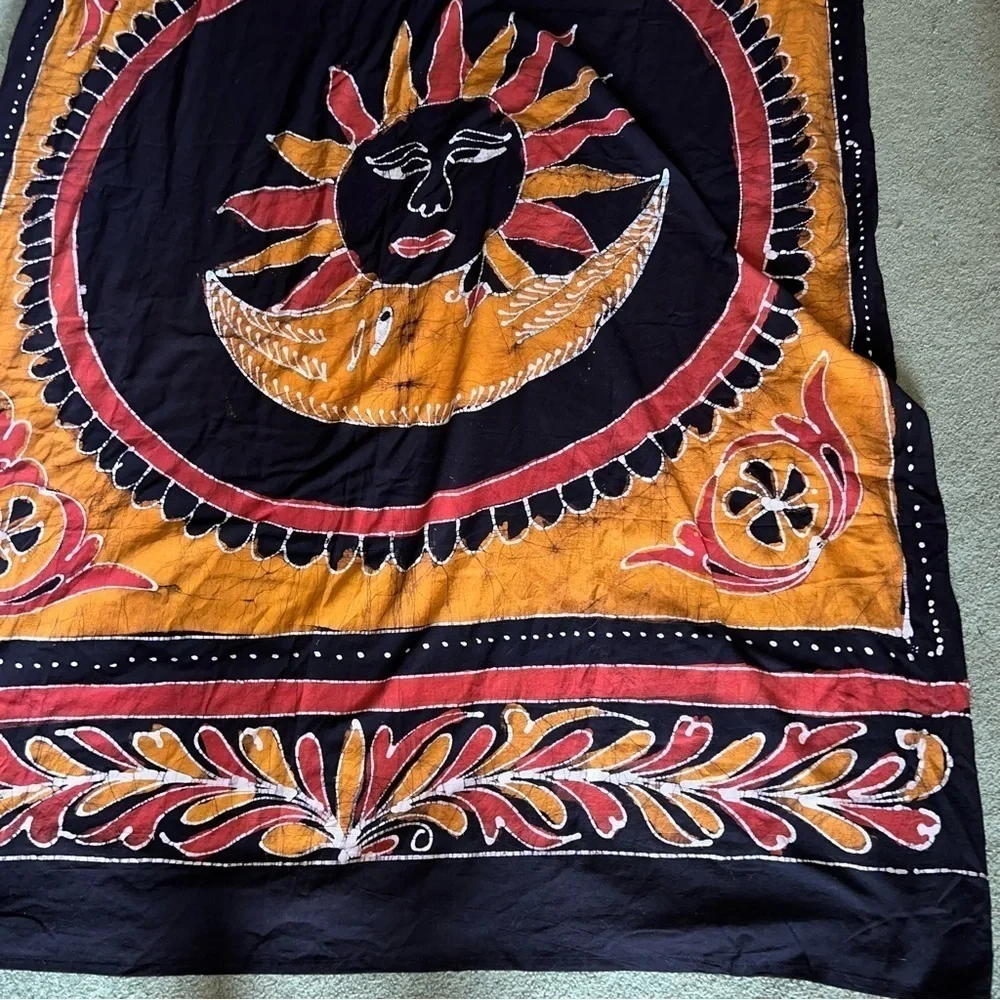 Gypsy Rose Sunshine Tapestry Black Orange Red 85x53”